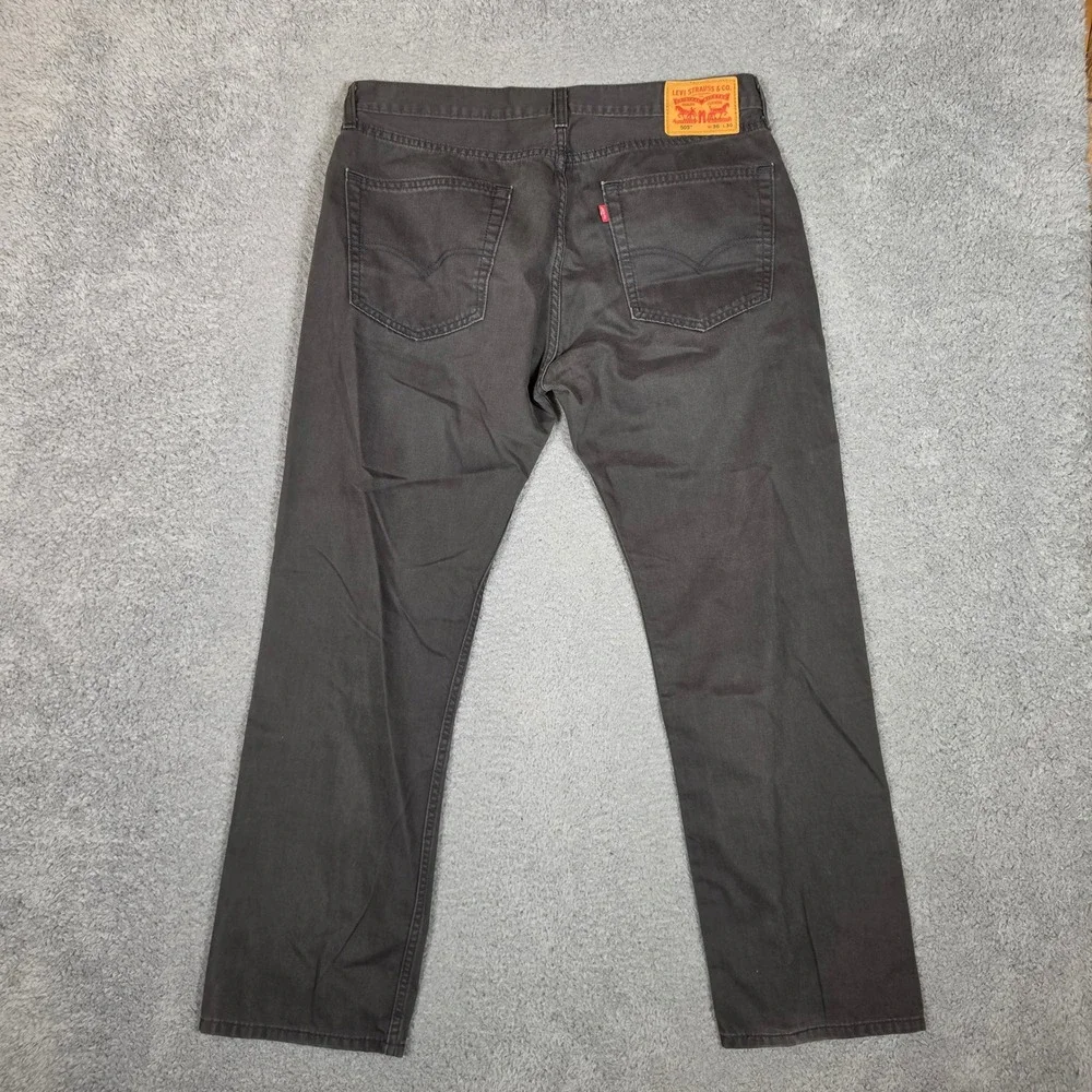 Levis 505 Jeans Mens 36x30 Regular Fit Charcoal Gray Excellent Straight Leg